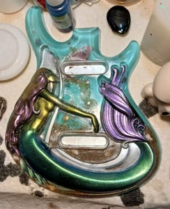 Guitar Mermaid Wall Plaque Resin Handmade Ocean Nautical - Picture 1 of 1