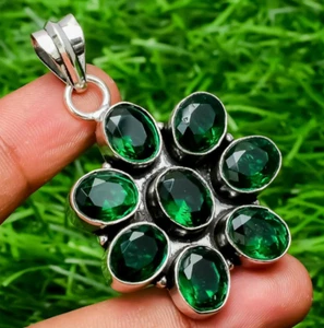Chrome Diopside Gemstone 925 Sterling Silver Handmade Jewelry pendant 1.81" - Picture 1 of 7