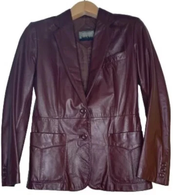 Chaqueta de cuero City Streets para mujer M* marrón botones bolsillos forrados manga larga NC Foto 1 de 4