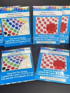 6 PACKS OF 9ftGARLAND/6 TISSUE POM POMS EACH Great Valentine Decoration EASY - Picture 1 of 4
