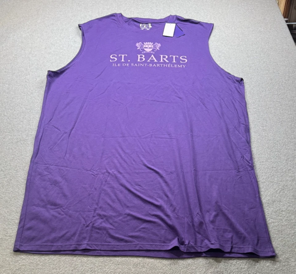 Isaac Morris St Barts Mens Tank Shirt XXL Purple Round Neck Sleeveless