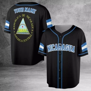 Personalized Nicaragua 3D All Over Print Baseball Jersey Shirt Size S 5XL_8rx_93 - Picture 1 of 8