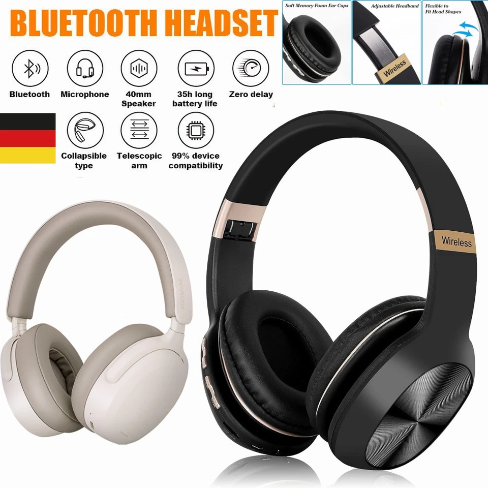 KOVAL Kopfhör Bluetooth 5.4 Kopfhörer Noise Cancelling HIFI Stereo Headset Over Ear DE