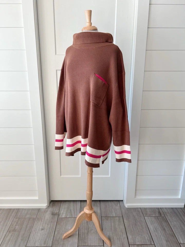 Suéter Studio Park Damas Marrón Tejido Pullover Talla Grande 4X  Foto 1 de 4