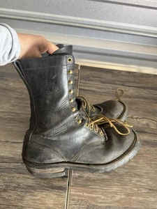 Hathorn Explorer Logger Packer Boots Black Leather Steel Toe Firefighter 9.5 D - Picture 1 of 11