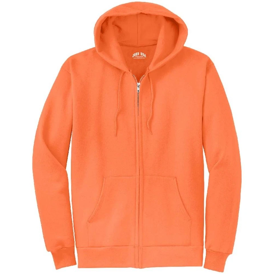 Venta al por mayor Sudadera con capucha cremallera completa mezcla pesada para hombre-naranja neón Foto 1 de 1