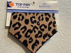 Dog Bandana tan/black cheetah print for a small Dog