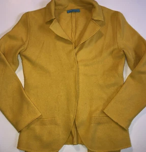 Lana Bilzerian Sun Yellow Merino Wool Cashmere Blazer Knitwear Sweater Jacket M - Picture 1 of 7