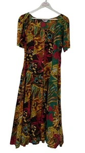 Phool Women's Vintage Retro Bright Floral Button Up Cotton Midi Dress - Size 12 - Imagen 1 de 17