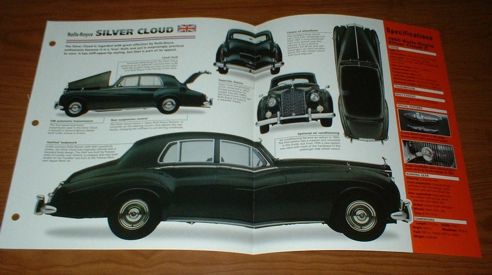 1960 ROLLS-ROYCE SILVER CLOUD II SPEC SHEET BROCHURE INFO POSTER PRINT PHOTO★★ - Image 1 of 1
