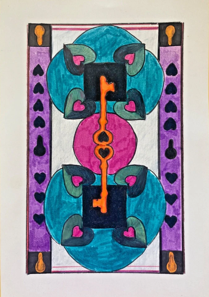 Llaves Celtas Original Abstracto Primsmacolor Dibujo De Colección 1989 Mary Hillier Foto 1 de 1