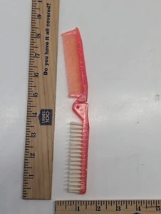 barbie folding comb brush 1992 vintage pink sparkle - Picture 1 of 6