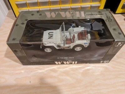 1/4 TON ARMY MILITARY 1:18 WWII Memoriam of Heroes Welly White Jeep missing seat - Image 1 of 4