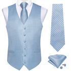 Silk Mens Formal Waistcoat Green Wedding Suit Vest Necktie Hanky Cufflinks Set
