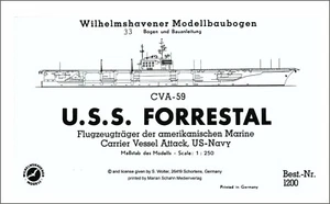 Wilhelmshavener Modellbaubogen FORRESTAL Flugzeugträger   M. 1:250    - Bild 1 von 2