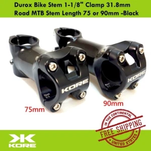 Kore Durox Bike Stem 1-1/8" Clamp 31.8mm Road MTB Stem Length 75 or 90mm -Black - Picture 1 of 11