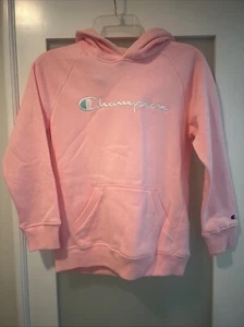 Champion PINK Girls Pullover Fleece Sweatshirt Hoodie Embroidered Logo L New - Picture 1 of 9