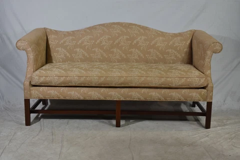 Southwood Preferred Mahogany Chippendale Style Sofa with Chinoiserie Fabric Cover
