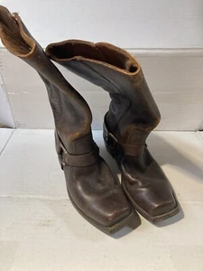 VINTAGE MEN SIZE 7 HARNESS BOOT 60-70s MADE IN SPAIN COWBOY WESTERN - Picture 1 of 9
