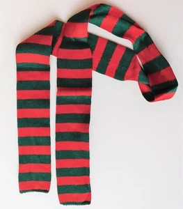 Vintage square end tie striped red green Teddy Boy Art Deco Edwardian short - Picture 1 of 2