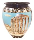 Hand Thrown & Hand Painted Urn/Vase “The Acropolis” Made in Greece, 11” High