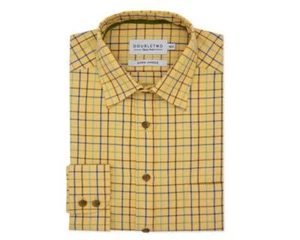 Double Two Gold Tattersall Check Long Sleeve Casual Shirt Size 15 - 23 - Picture 1 of 7