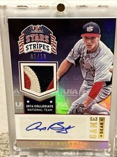 Alex Bregman 2015 USA National Team Game Worn Used Jersey Patch Autograph 01/10