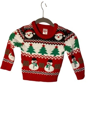 Suéter Pullover Muñeco de Nieve Papá Noel Holiday Time Niños Pequeños Talla 2T Foto 1 de 3
