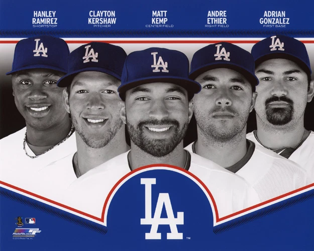 Глянцевая фотография LA DODGERS 8x10 с принтом Matt Kemp Adrian Gonzalez Ethier Kershaw - Изображение 1 из 1