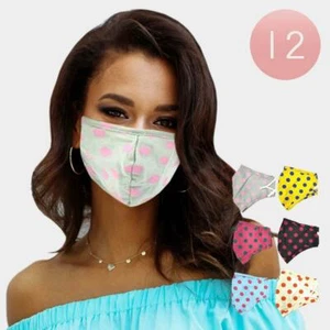 12 Pack Face Mask Polka Dot Pattern Print Reusable Washable Protection Cover - Picture 1 of 2