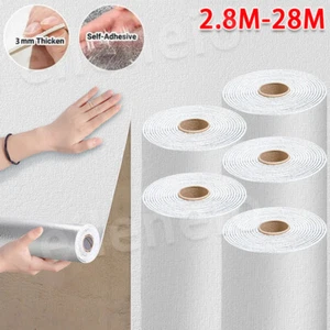 28M Self-Adhesive Thermal Insulation Wallpaper Linen Plain Wall Paper 3MM Thick - Picture 1 of 22