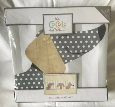 Baby Nursery декор собаки холст настенное искусство 3 изделия 12 x 12 x 1 новый в коробке - Изображение 1 из 4