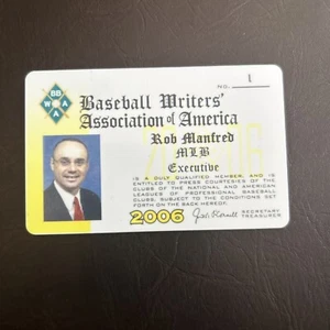 MLB Commissioner Rob Manfred Baseball Writers Association Of America Member Card - Bild 1 von 2