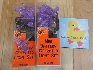 MINI BATTERY OPERATED LIGHT SET 2 Packs 10 Count Each Purple Flying Bats - Picture 1 of 4