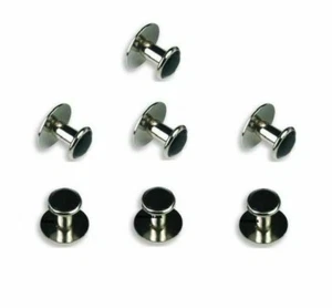 NEW Set Of ( 7 ) Silver Black Formal Shirt Studs Tuxedo Tux USA TUXXMAN - Picture 1 of 1