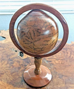 Handmade Wooden Haitian World Globe Approximately 14" - Picture 1 of 10