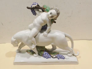 Heinz Schaubach - Bachus en porcelana de pantera. Figura 35x 29 signo. Max Hermann Fritz - Imagen 1 de 16