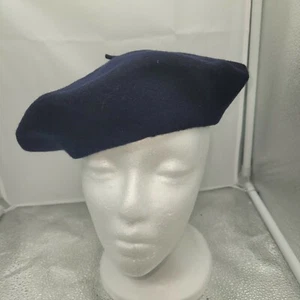 VTG Navy Blue Rio Basque 100% Wool Beret Exclu Dist By Richter-Friedlander CO - Picture 1 of 12