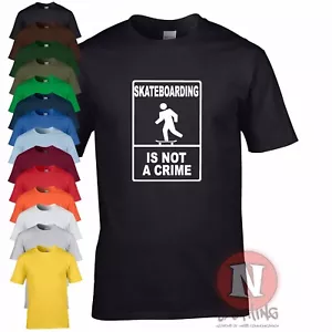 Skateboarding is not a crime skating t-shirt cool skateboard design logo tee - Picture 1 of 12