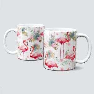 oh-cuptastic-Tasse-Flamingo-Pinke Blumen-Pflanzen-Pink-Rosa-Muster-Tiere-LT-281 - Bild 1 von 1