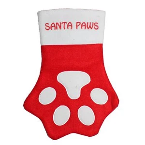 Navidad Mascota Huellas Estampado Calcetín Con Rojo y Blanco - Santa Huellas - Imagen 1 de 2