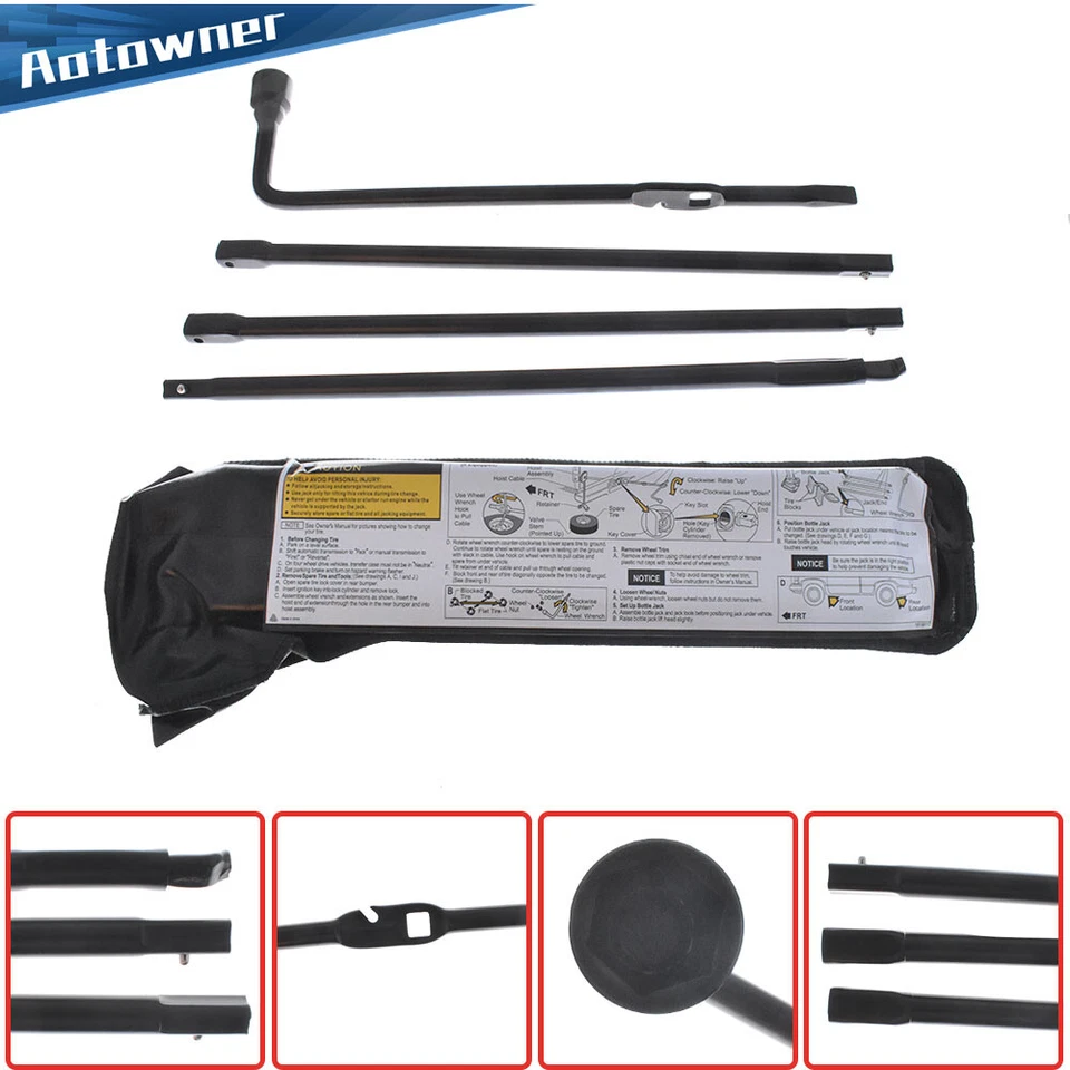 Kit de ferramentas chave de pneu sobressalente e macaco adequado para caminhonete Chevy GMC Cadillac - Imagem 1 de 4