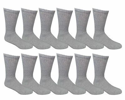 12 pares de calcetines deportivos deportivos de algodón gris liso para hombre talla 9-11 EE. UU. Foto 1 de 3