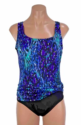 Traje de baño de una pieza para mujer Great Lengths 10 traje de baño negro azul púrpura dorado Foto 1 de 4