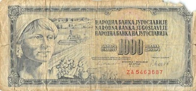 Yugoslavia  **1000  Dinara  4.11.1981 Series  ZA  *Rep. Circulated Banknote G29 - Image 1 of 2