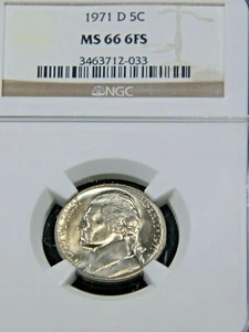 1971-D Jefferson Nickel NGC MS66 6FS SIX FULL STEPS Bright Great Luster PQ #G063 - Picture 1 of 3