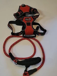 tobeDRI No Pull Dog Harness Reflective Oxford w/5ft Leash MEDIUM Black/Red - Picture 1 of 24