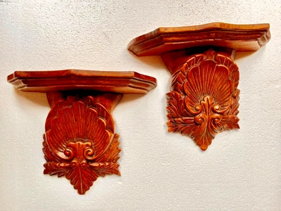 Винтажный ручной резьбы дерева настенные полки бра дисплей набор 2 размер 14,5 x 10 «x 5,5»... - Изображение 1 из 4