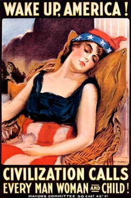 WAR WAKE UP AMERICA CIVILIZATION LLAMA HOMBRE MUJER NIÑO EE. UU. PÓSTER DE COLECCIÓN REPRO Foto 1 de 3