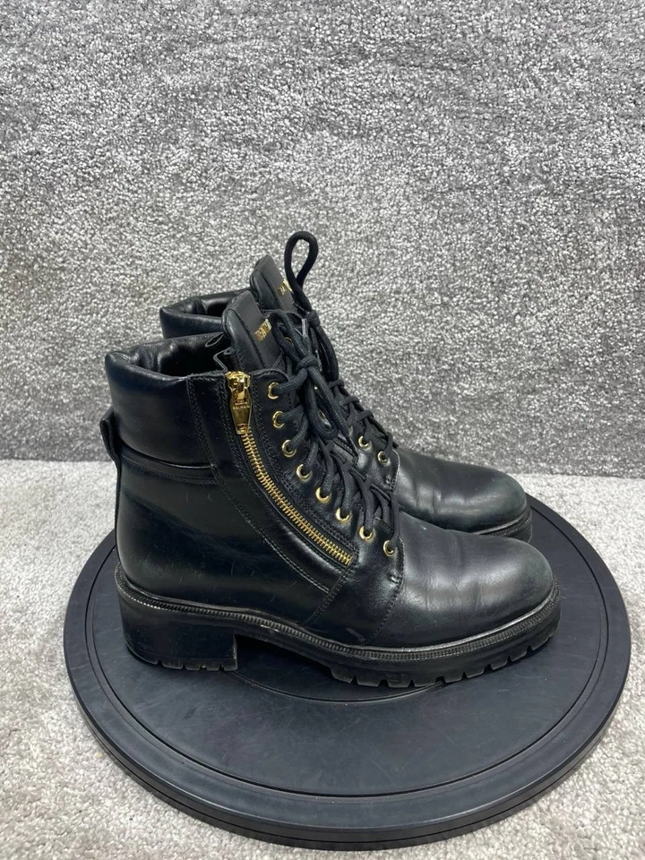 Balmain 靴子女式 41 码 Eu 10 Us 陆军游骑兵黑色皮革拉链前战斗 — 第 1/4 张图片